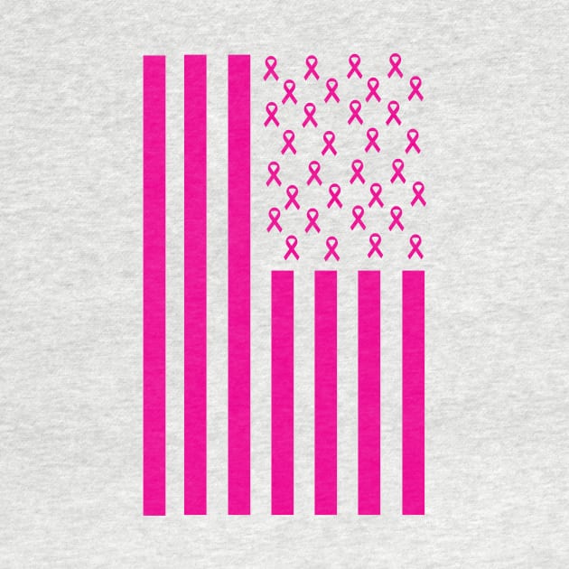 Pink Ribbon American Flag Breast Cancer Awareness by macshoptee